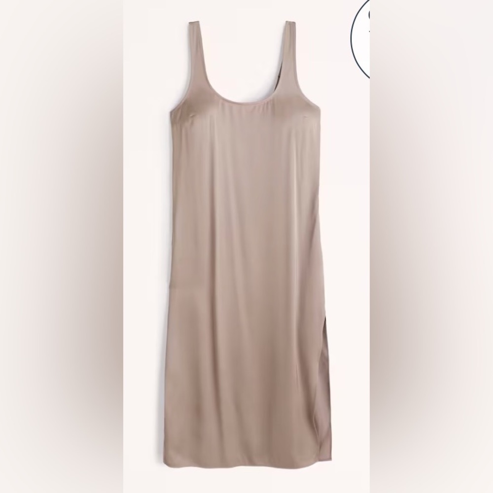 Taupe satin midi slip dress